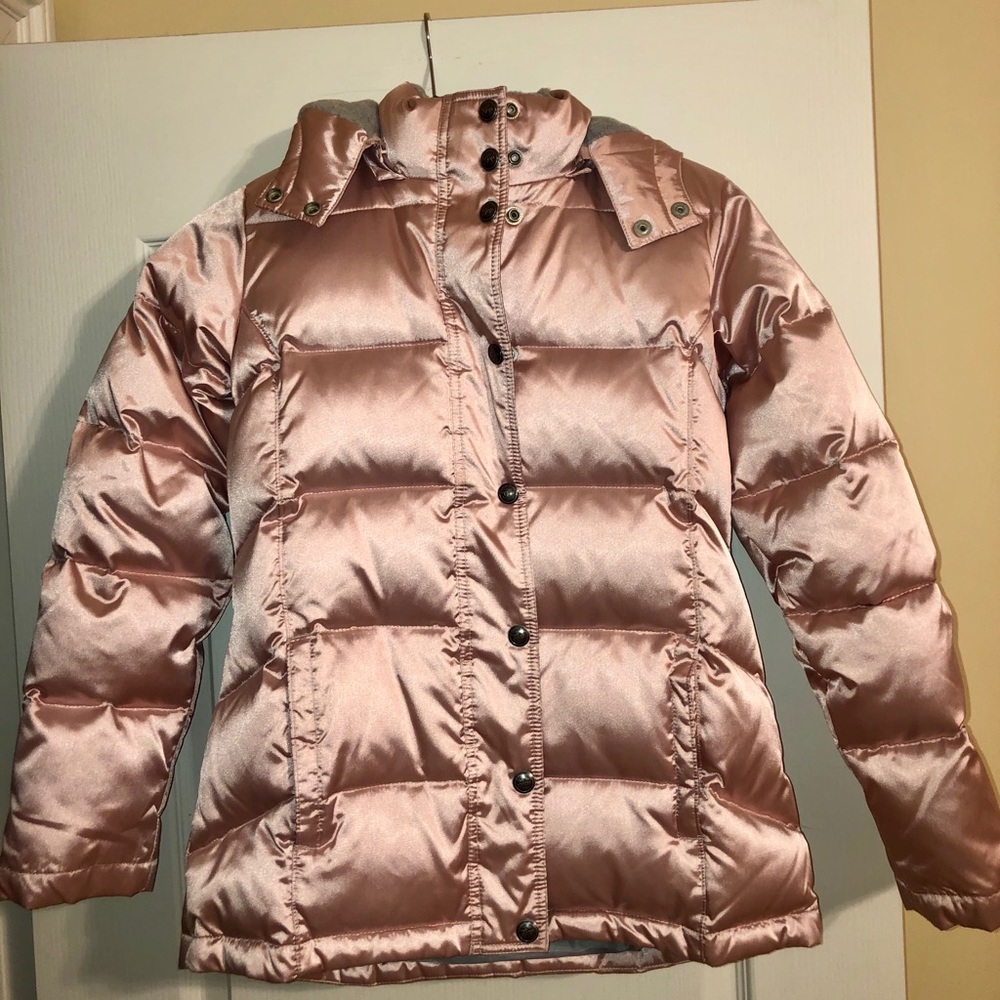 Light pink winter puffer coat
